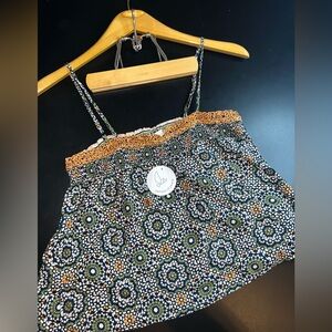 Patrons of Peace Mosaic Print Cropped Tank Blouse Size Medium NWT